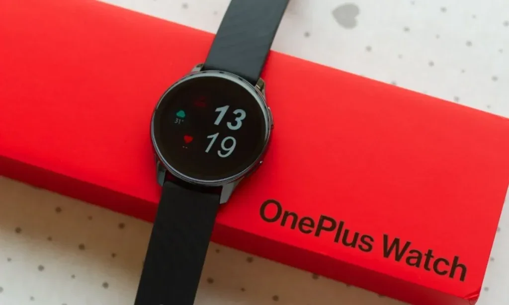 ONEPLUS Watch 2 on red box with black dial and black strip